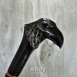 Cane Walking Stick Wooden carved Handmade Crow / UK