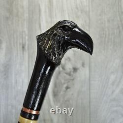 Cane Walking Stick Wooden carved Handmade Crow / UK