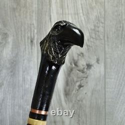 Cane Walking Stick Wooden carved Handmade Crow / UK