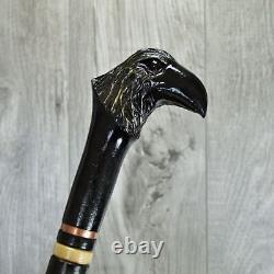 Cane Walking Stick Wooden carved Handmade Crow / UK