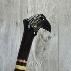 Cane Walking Stick Wooden carved Handmade Crow / UK