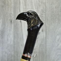 Cane Walking Stick Wooden carved Handmade Crow / UK