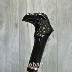 Cane Walking Stick Wooden carved Handmade Crow / UK