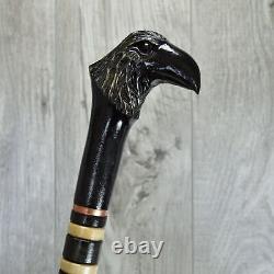 Cane Walking Stick Wooden carved Handmade Crow / UK