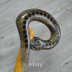 Cane Walking Stick Wooden carved Handmade Snake