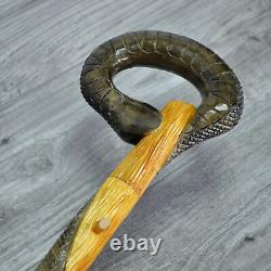 Cane Walking Stick Wooden carved Handmade Snake