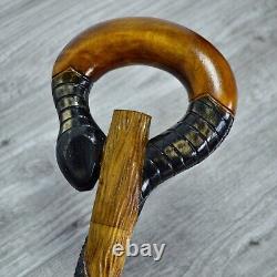 Cane Walking Stick Wooden carved Handmade Snake Black mamba / UK