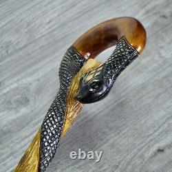 Cane Walking Stick Wooden carved Handmade Snake Black mamba / UK