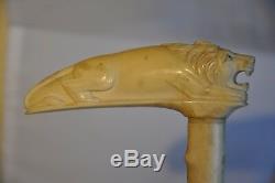 Canne Ancienne De Marin Antique Sailor Carved Walking Cane Stick XIX