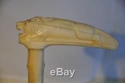 Canne Ancienne De Marin Antique Sailor Carved Walking Cane Stick XIX