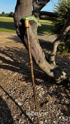 Carp fishing hand carved walking stick lime on hawthorn