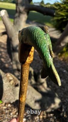 Carp fishing hand carved walking stick lime on hawthorn