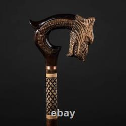 Carved Animal Walking Cane Wolf Walking Stick