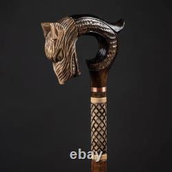 Carved Animal Walking Cane Wolf Walking Stick