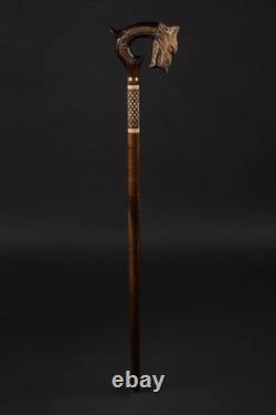 Carved Animal Walking Cane Wolf Walking Stick Carved Animal Walking Cane Wolf Walking Stick