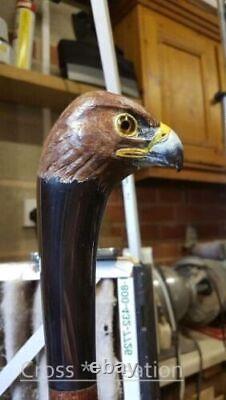 Carved Bird Walking Cane Unique Wooden Walking Stick Cane Eagle Head Handle Gift