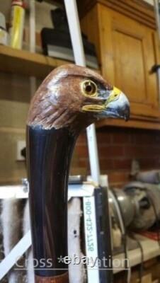 Carved Bird Walking Cane Unique Wooden Walking Stick Cane Eagle Head Handle Gift