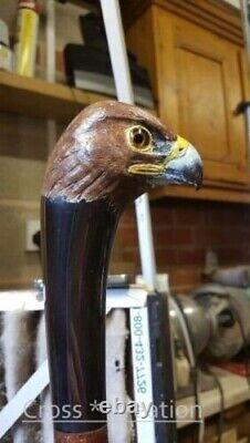 Carved Bird Walking Cane Unique Wooden Walking Stick Cane Eagle Head Handle Gift
