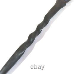 Carved Black Wood Tribal African Walking Stick Cane With Lion and Twist Vintage