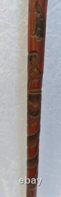 Carved Chinese Bamboo Walking Stick