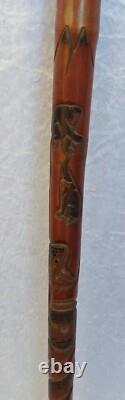 Carved Chinese Bamboo Walking Stick
