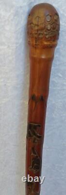 Carved Chinese Bamboo Walking Stick