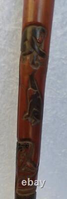 Carved Chinese Bamboo Walking Stick