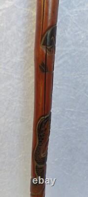 Carved Chinese Bamboo Walking Stick