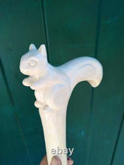 Carved Hand Painted White Stick Cat Walking Stick Cane Wooden Walking Cane Hand
