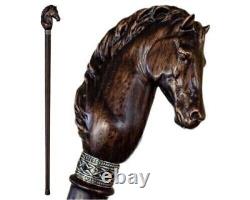 Carved Horse Walking Stick Fancy Walking Cane Hand Carved Wooden Walking stick