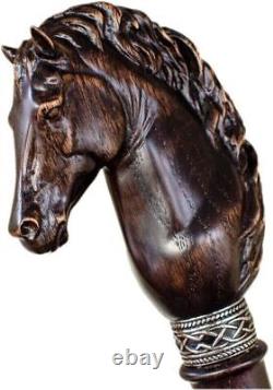 Carved Horse Walking Stick Fancy Walking Cane Hand Carved Wooden Walking stick