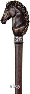 Carved Horse Walking Stick Fancy Walking Cane Hand Carved Wooden Walking stick