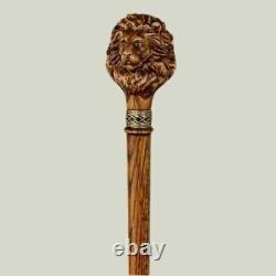 Carved Lion Cane Fancy Wooden Walking Stick Vintage Knob Men's Canes Solid Teak