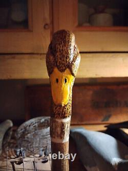 Carved Mallard Head, Shooting, Beating Stick, Hand Carved, Hiking, Wading Stick