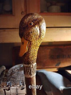Carved Mallard Head, Shooting, Beating Stick, Hand Carved, Hiking, Wading Stick