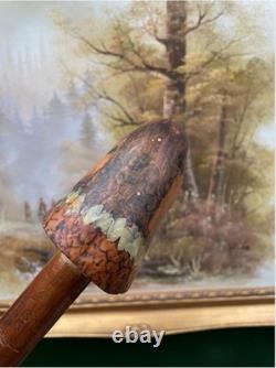 Carved Pheasant Head Antique Walking Stick Cane Handmade
