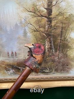 Carved Pheasant Head Antique Walking Stick Cane Handmade