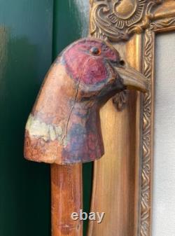 Carved Pheasant Head Antique Walking Stick Cane Handmade