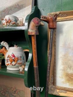 Carved Pheasant Head Antique Walking Stick Cane Handmade