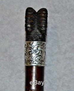 Carved Red-breasted Merganser Handle Walking Stick Cane