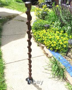 Carved Vintage Stack Spiral Twist Wooden Walking Stick cane 37
