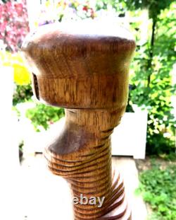 Carved Vintage Stack Spiral Twist Wooden Walking Stick cane 37