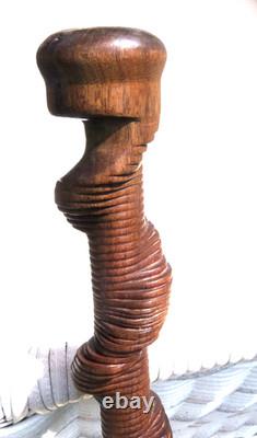 Carved Vintage Stack Spiral Twist Wooden Walking Stick cane 37