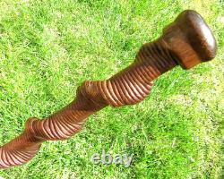 Carved Vintage Stack Spiral Twist Wooden Walking Stick cane 37