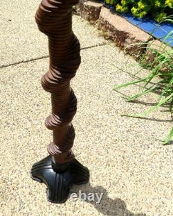 Carved Vintage Stack Spiral Twist Wooden Walking Stick cane 37