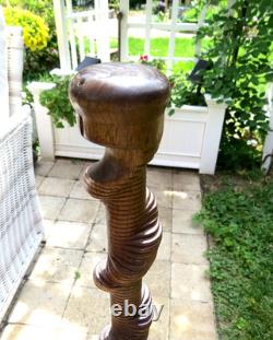 Carved Vintage Stack Spiral Twist Wooden Walking Stick cane 37