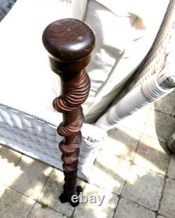 Carved Vintage Stack Spiral Twist Wooden Walking Stick cane 37