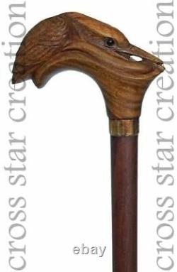 Carved Walking Stick Kingfisher Wooden Handle Hand new handmade deign cane gift