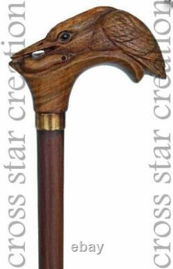 Carved Walking Stick Kingfisher Wooden Handle Hand new handmade deign cane gift