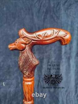 Carved Walking Stick Reindeer Carved Cane Nature Inspired Walking Aid